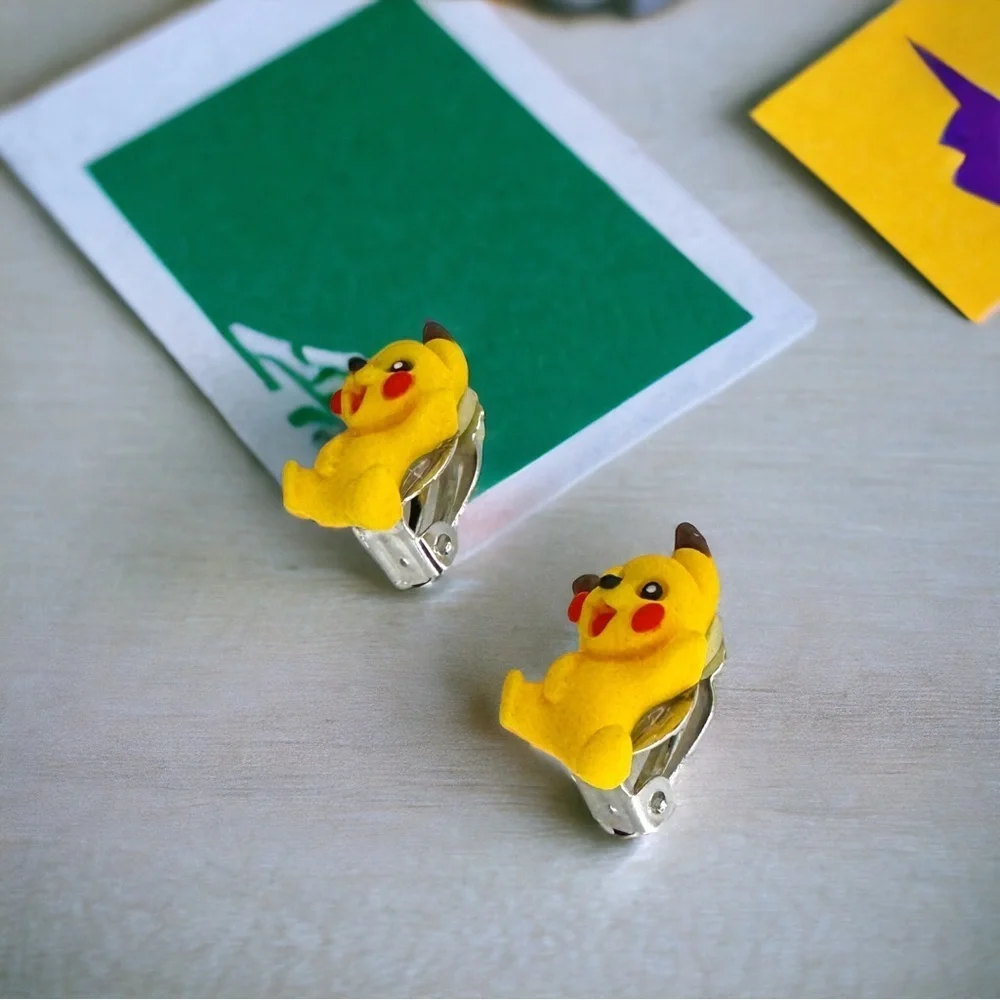 Brand New Polymer Clay Pokémon Clip-on Earrings - Adorable Accessory! Pikachu